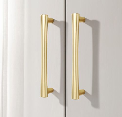 Möbelgriff Vegas – eleganter T-Bar-Griff 128 mm in gebürstetem Gold, Perlgrau und gebürstetem Aluminium. Ideal für moderne Küchen, Bäder, Schränke, Schubladen und Kommoden.