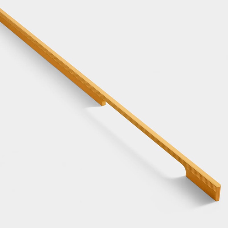 Möbelgriff Pomo – moderner länglicher Griff für Küchenmöbel, Schränke und Schubladen. Farben: Schwarz, Champagnergold und Grau. Größen: Knopf, 192, 320 und 800 mm.