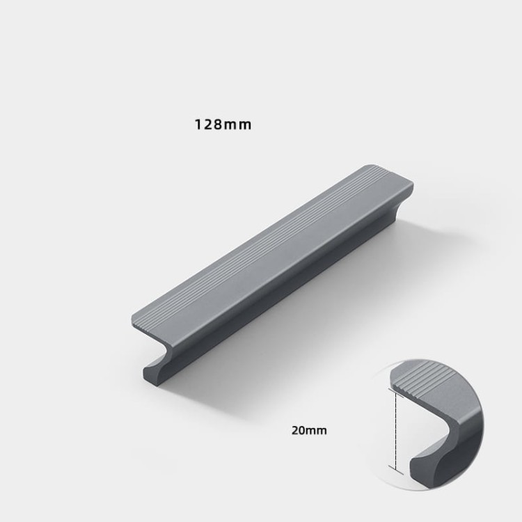 Möbelgriff Morro aus Aluminium in Mattschwarz, Grau und Champagnergold. Größen 96, 128, 192 und 320 mm. Moderner, loftiger, industrieller und minimalistischer Stil – für Küche, Bad, Schränke und Kommoden.