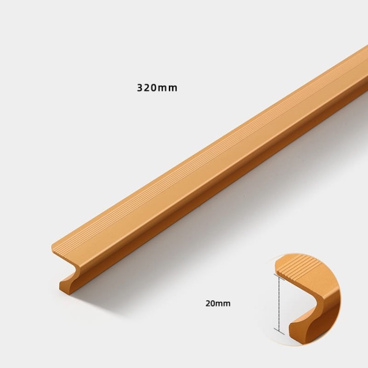 Möbelgriff Morro aus Aluminium in Mattschwarz, Grau und Champagnergold. Größen 96, 128, 192 und 320 mm. Moderner, loftiger, industrieller und minimalistischer Stil – für Küche, Bad, Schränke und Kommoden.