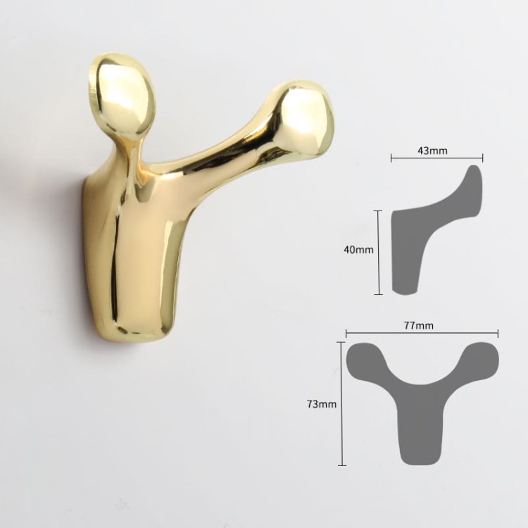 Wandhaken Dos – Design-Doppelhaken für Flur, Bad, Büro und Hotels. Aus robustem Metall, kratzfest. Farben: Gold, gebürstetes Gold, Schwarz und Perlgrau.